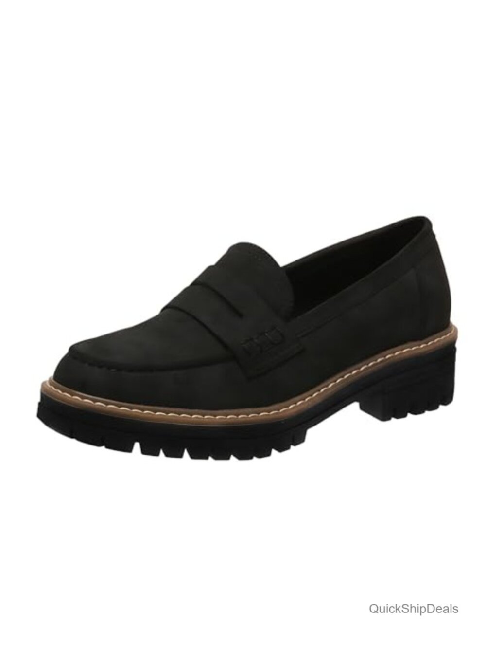 Women's Suede Platform Penny Loafers Slip-On Chunky Casual Shoes